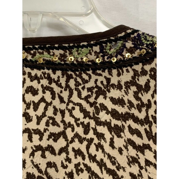 Chico's Women’s Leopard Print Multicolored Sequins Tan Brown Jacket Size 1 - Picture 7 of 12